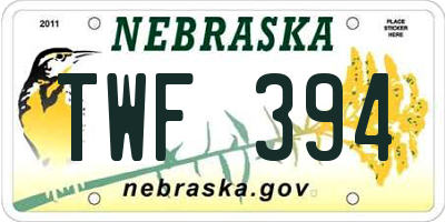 NE license plate TWF394