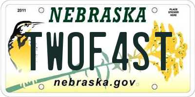 NE license plate TWOF4ST