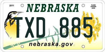NE license plate TXD885