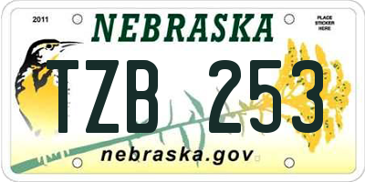 NE license plate TZB253