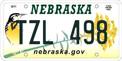NE license plate TZL498