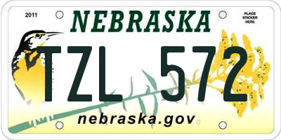 NE license plate TZL572