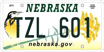 NE license plate TZL601
