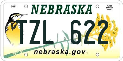 NE license plate TZL622