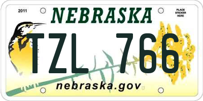 NE license plate TZL766