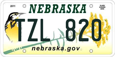 NE license plate TZL820
