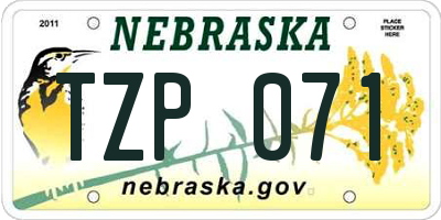 NE license plate TZP071