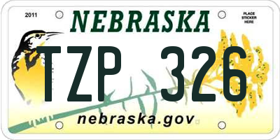 NE license plate TZP326