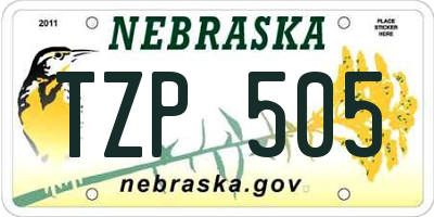 NE license plate TZP505