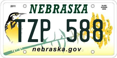 NE license plate TZP588