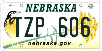 NE license plate TZP606
