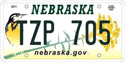 NE license plate TZP705