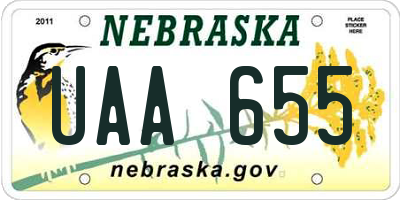 NE license plate UAA655