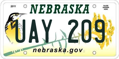 NE license plate UAY209