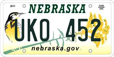 NE license plate UKO452