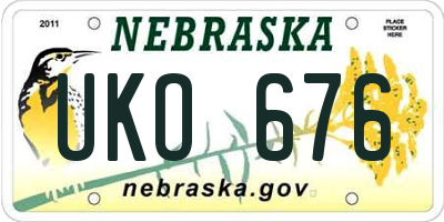 NE license plate UKO676