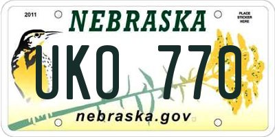 NE license plate UKO770