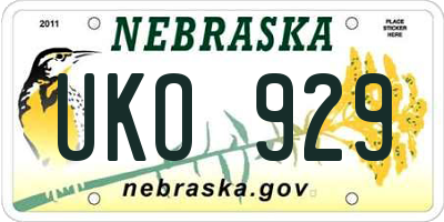 NE license plate UKO929