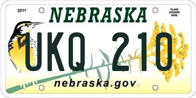 NE license plate UKQ210