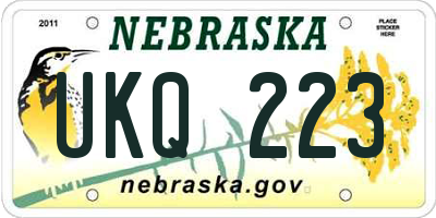 NE license plate UKQ223