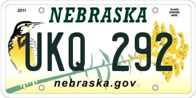 NE license plate UKQ292