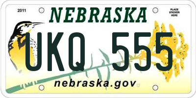 NE license plate UKQ555