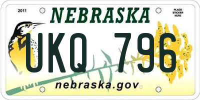 NE license plate UKQ796