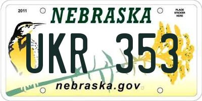 NE license plate UKR353