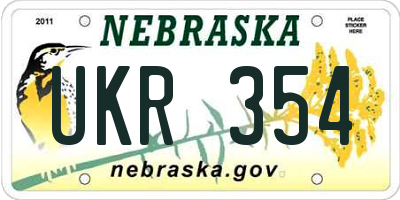 NE license plate UKR354