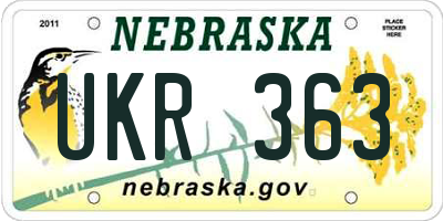 NE license plate UKR363