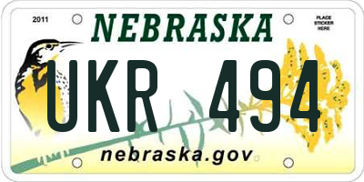NE license plate UKR494