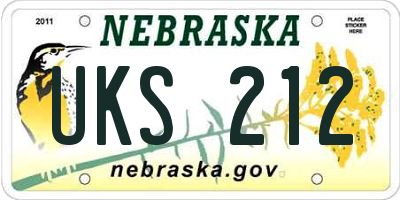 NE license plate UKS212