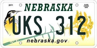 NE license plate UKS312