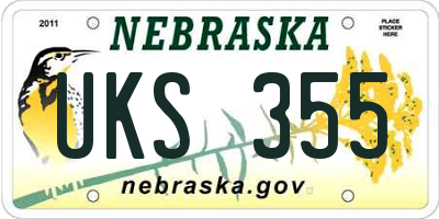 NE license plate UKS355