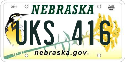 NE license plate UKS416