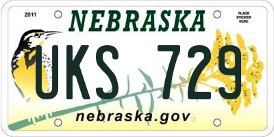 NE license plate UKS729