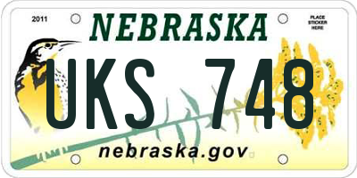NE license plate UKS748