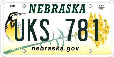 NE license plate UKS781
