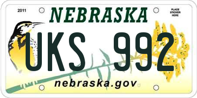 NE license plate UKS992