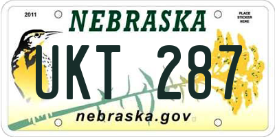 NE license plate UKT287