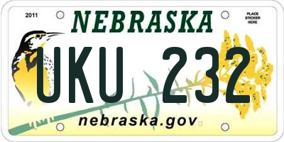 NE license plate UKU232