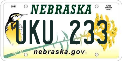 NE license plate UKU233