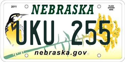 NE license plate UKU255