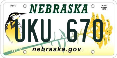 NE license plate UKU670