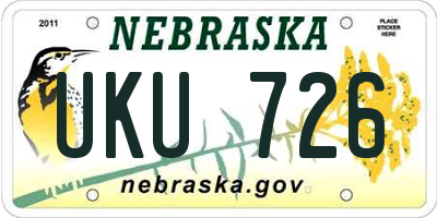 NE license plate UKU726