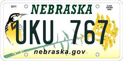 NE license plate UKU767