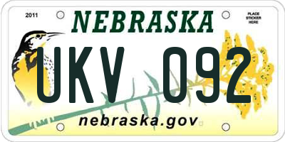NE license plate UKV092