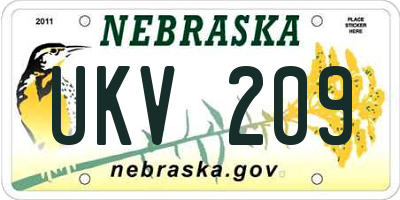 NE license plate UKV209