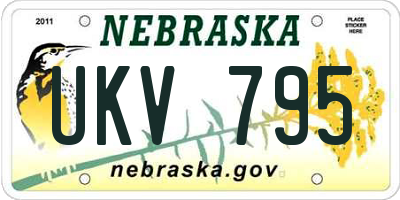 NE license plate UKV795