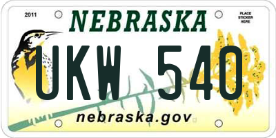 NE license plate UKW540
